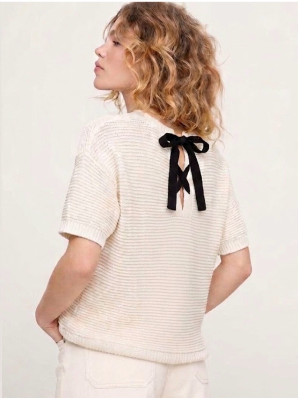 EUC GAP Short-Sleeve Lace-Up Sweater